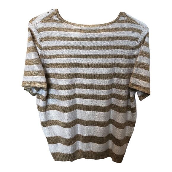 Alfred Dunner Petite blouse short sleeve gold/white PM New with tag - Picture 5 of 7